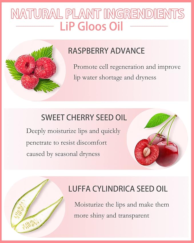 Hydrating Plumping Lip Glow Oil,Tinted Lip Gloss,Transparent Toot Lip Oil,Long Lasting Moisturizing Clear Glow Reviver Lip Oil for Lip Care Dry Lips,Women's Day Makeup Gift for Women(#001 Pink)