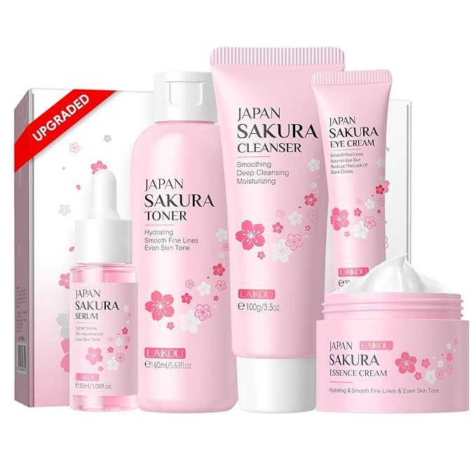 Skin Care, Skin Care Set, Skin Care Kit with Cleanser, Toner, Serum, Eye Cream, Face Cream for Women Teen Girls Mom Daughter Women Beauty Gift Sets 5pcs (Large Capacity Version)