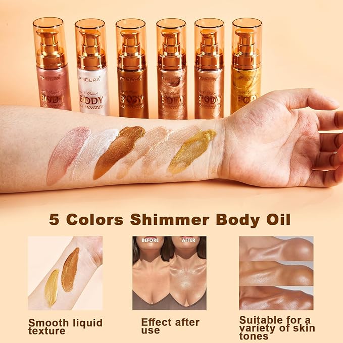 PHOERA Body Luminizer Highlighter, Waterproof Moisturizing and Glow For Face & Body, Face Body Glow Illuminator (101 Rose Gold)