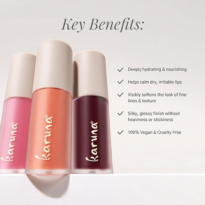 Karuna Skin - Tinted Lip Oil, Soothing & Moisturizing Lip Products with Peptides, Antioxidants, Hydrating Flattering Vegan Lip Tint, Pause, 4.8 mL/0.16 fl. oz