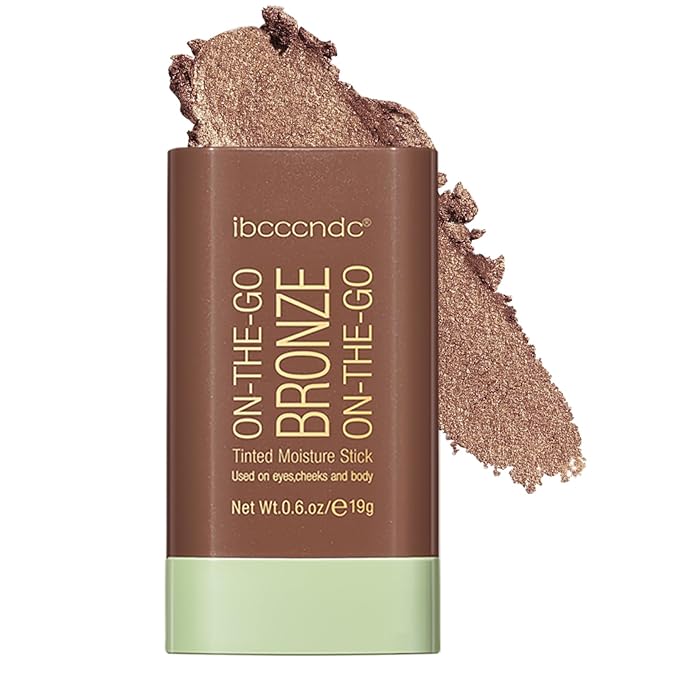 Cream Bronzer Stick,Contour Stick Facial Contouring Stick,Long Lasting Highlighter Waterproof Highlight Makeup,Buildable Shimmer Sparkle Face Bronzer Face Shaping,04 Beach Glow