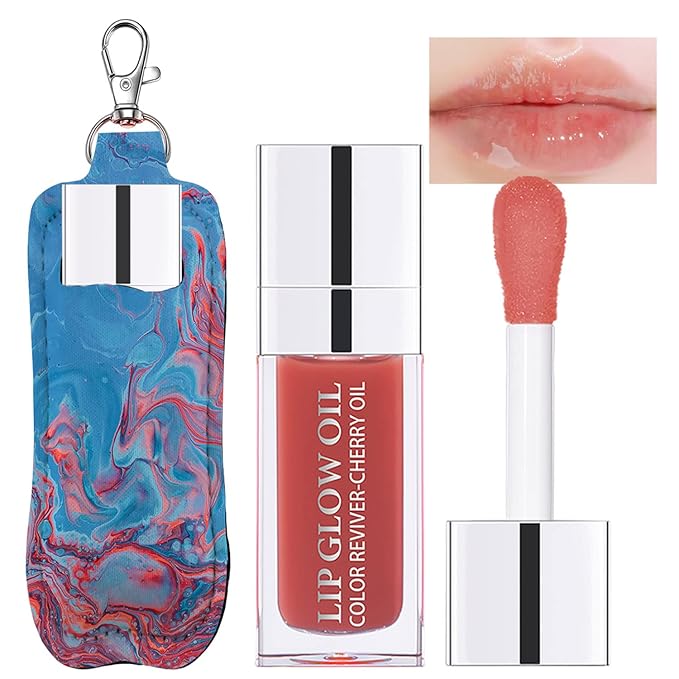 Hydrating Lip Glow Oil, Plumping Watery Lip Gloss, Refreshing Moisturizing Lip Oil Tinted Lip Balm, Lasting Nourishing Revitalizing Lip Tint Lip Care (12# Rosewood)