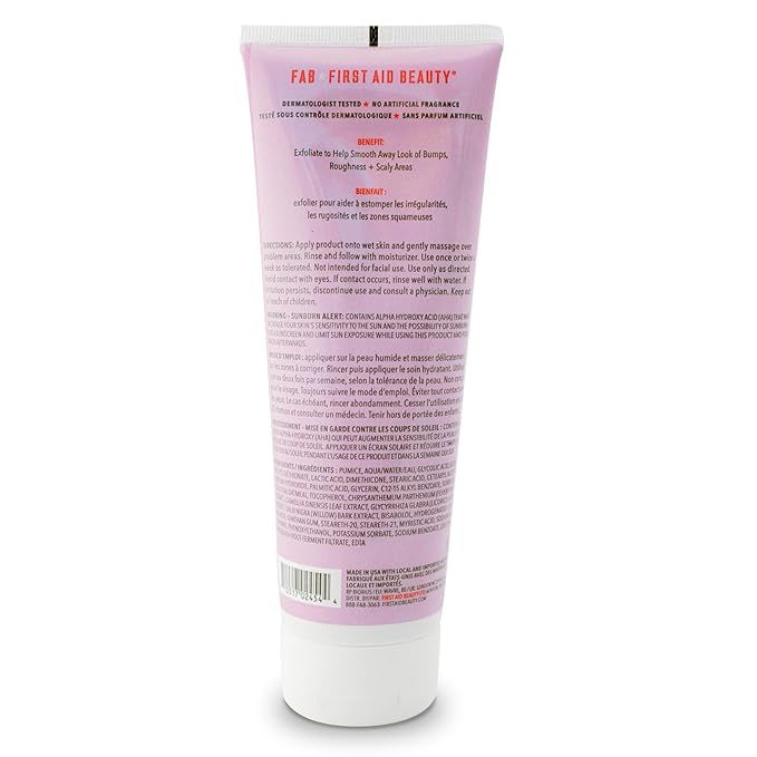 First Aid Beauty KP Bump Eraser Body Scrub Exfoliant for Keratosis Pilaris with 10% AHA 4 oz.