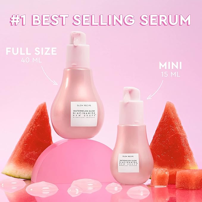 Glow Recipe Niacinamide Dew Drops Face Serum - Hydrating Korean Skincare & Illuminating Makeup Primer for Dewy, Glass Skin - Hyaluronic Acid Serum for Face Brightening, Plumping & Highlighting (15ml)