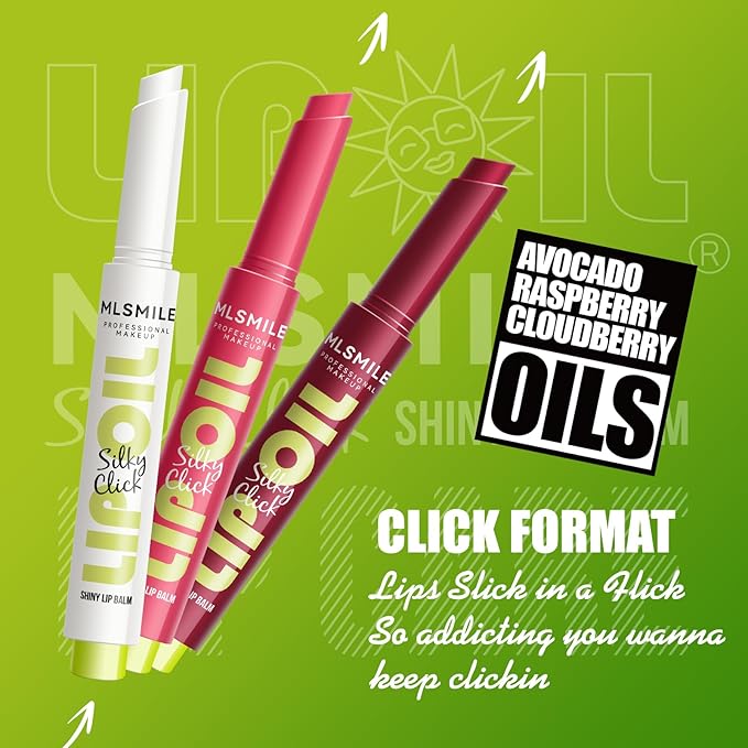 3 Colors Fat Lip Oil Click Slick, Moisturizing and Long-lasting Lip Balm, Non-stick and High Pigment Lip Glow Oil, Lightweight Lip Plumper with Coconut Oil (Set: B)