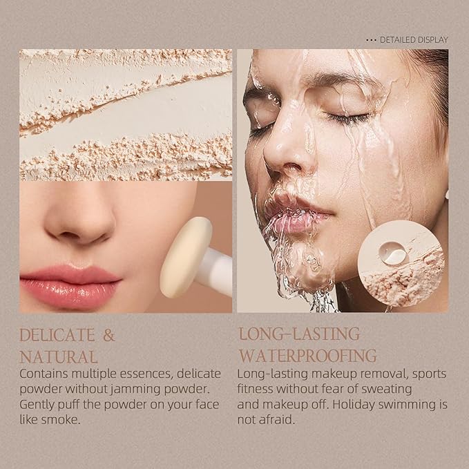Purple Translucent Setting Powder, Matte Finishing Powder Oil Control for Long Lasting Makeup, Lightweight Loose Powder Waterproof Makes Skin Downy, Blurring Powder for All Skin Tones, 01