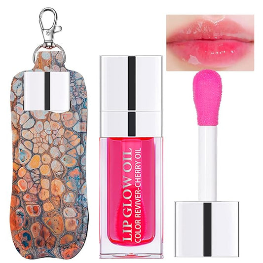 Hydrating Lip Glow Oil, Plumping Watery Lip Gloss, Refreshing Moisturizing Lip Oil Tinted Lip Balm, Lasting Nourishing Revitalizing Lip Tint Lip Care (15# Cherry Red)