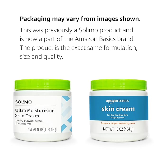 Amazon Basics Ultra Moisturizing Skin Cream for Dry & Sensitive Skin, Dermatologist Tested, Fragrance Free, 16 Ounce (Pack of 4) (Previously Solimo)