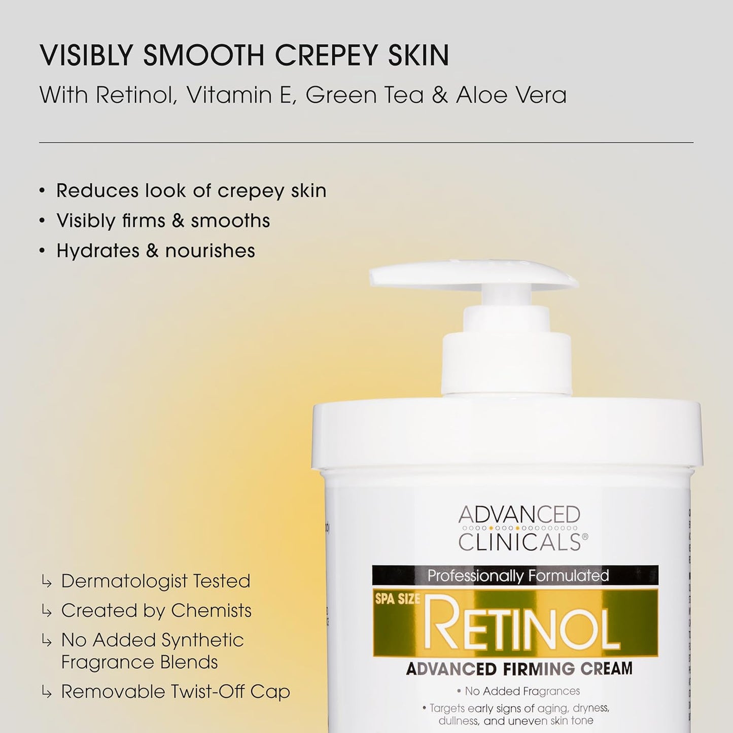 Advanced Clinicals Retinol Body Lotion + Collagen Cream Fragrance Free Face Moisturizer & Body Cream 2pc Skincare Set For Women & Men Helps Reduce Appearance Of Crepey Skin, Wrinkles, & Dry Skin, 2pc
