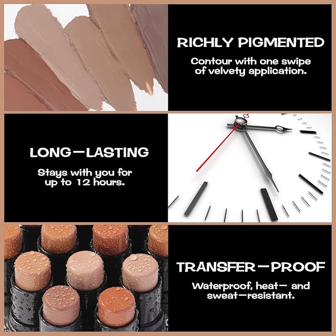 FOCALLURE Cream Contour Stick, Matte Bronzer Stick, Professional Face Shaping & Contouring Stick Makeup, Easy to Apply with Buildable Coverage, Long Lasting & Sweatproof, SPICE