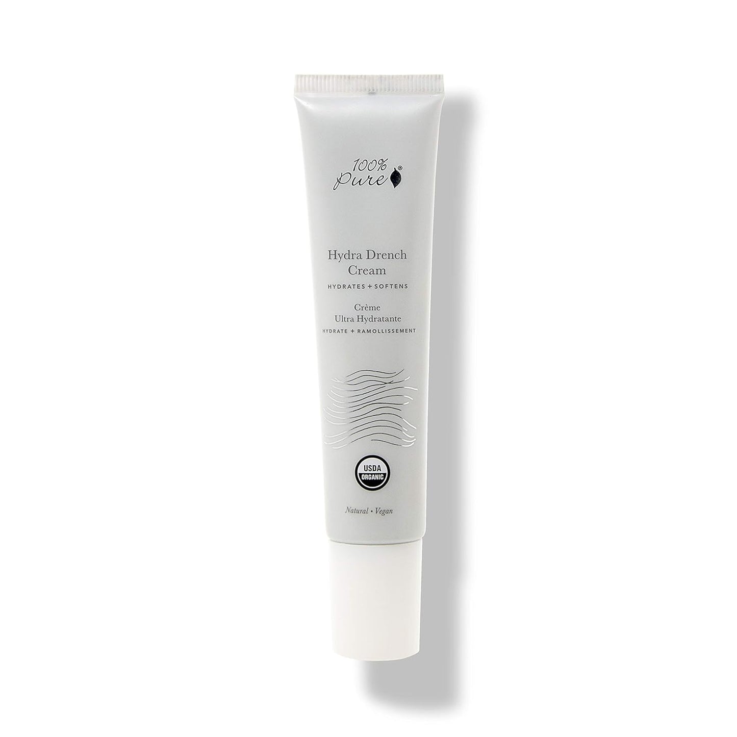 100% PURE Hydra Drench Cream, Daily Face Moisturizer with Hyaluronic Acid, Rose Water, Skin Care for All Skin Types, Natural Face Cream - 1.4 Fl Oz