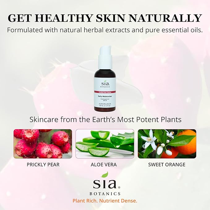 Prickly Pear Daily Facial Moisturizer - SPF 30 (59ml/2oz Pump Bottle) | Face Sunscreen w/Prickly Pear, Sweet Orange, Lavender | Natural, Clean, Botanical Skincare for Women