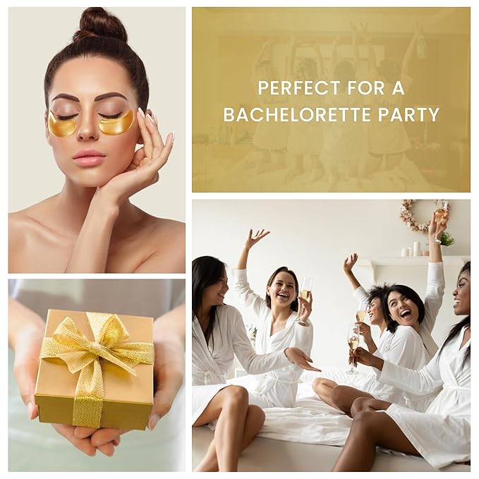 24K Gold Under Eye Mask | Under Eye Treatment for Women | Collagen Eye Pads with Hydrogel | Eye Patches | Eye Mask Skin Care | 48 Pairs (3 packs)