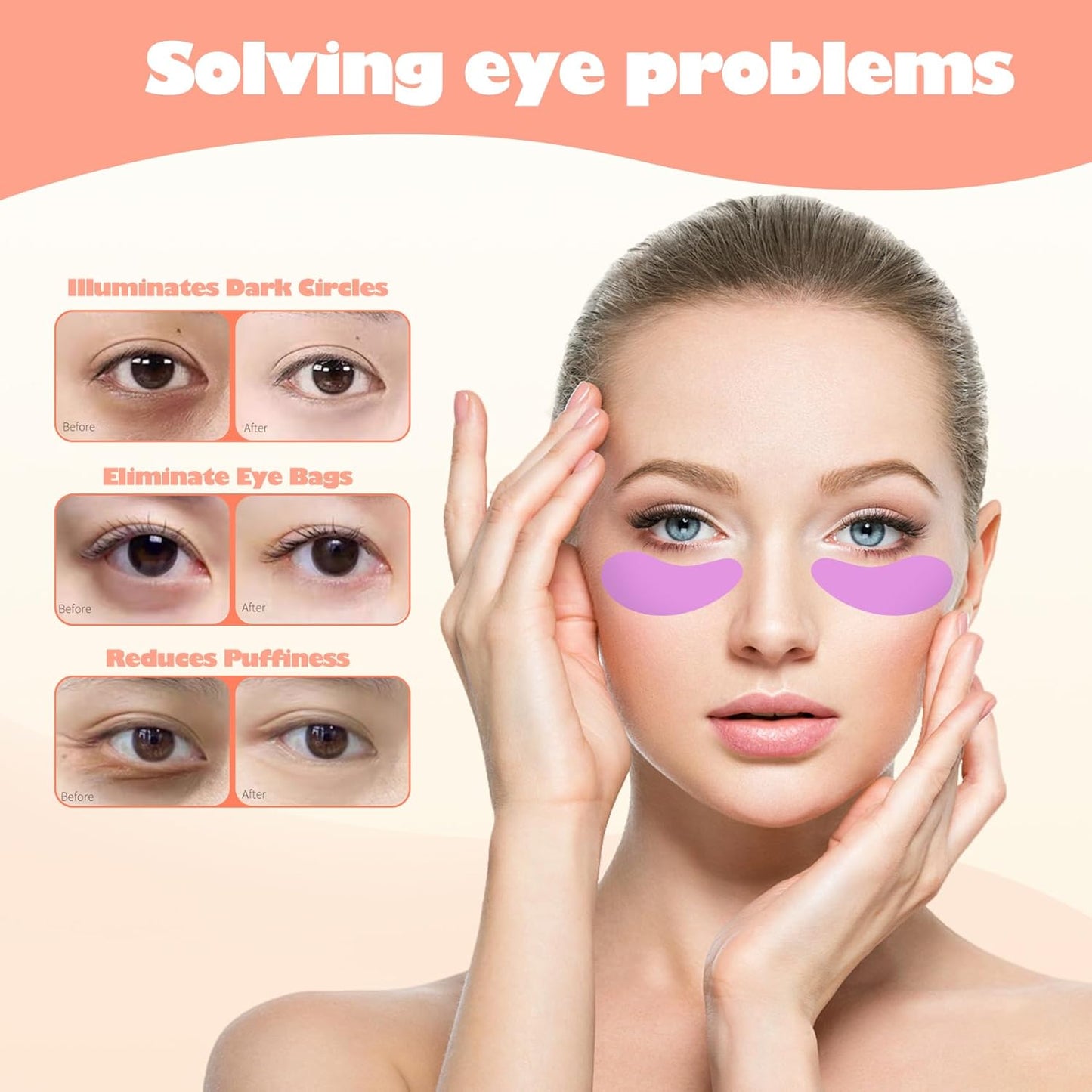 10 Pairs Under Eye Patches, Silicone Reusable Eye Patches, Under Eye Mask for Reduce Eye Wrinkle and Fine Lines Skin Care- Eye Cream Applicator and Tin Case