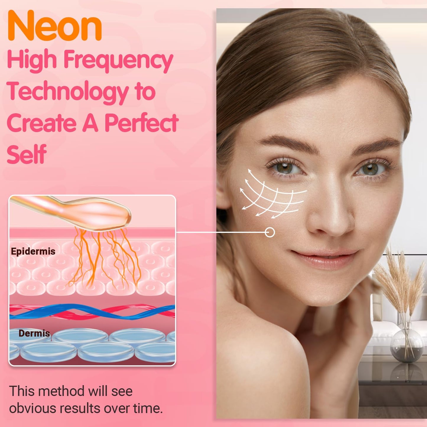 TUMAKOU Portable High Frequency Facial Machine - Orange High Frequency Face Skin Wand Device
