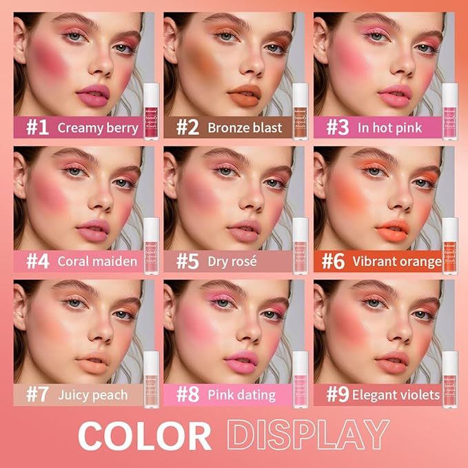 Liquid Blush for Cheeks Makeup Face Blush, Weightless Cream Formula, Smudge Proof Long-Wearing Pigmented Blush, Natural Look Makeup Face Blushes, Shimmer Finish, Dainty - 01# Creamy berry