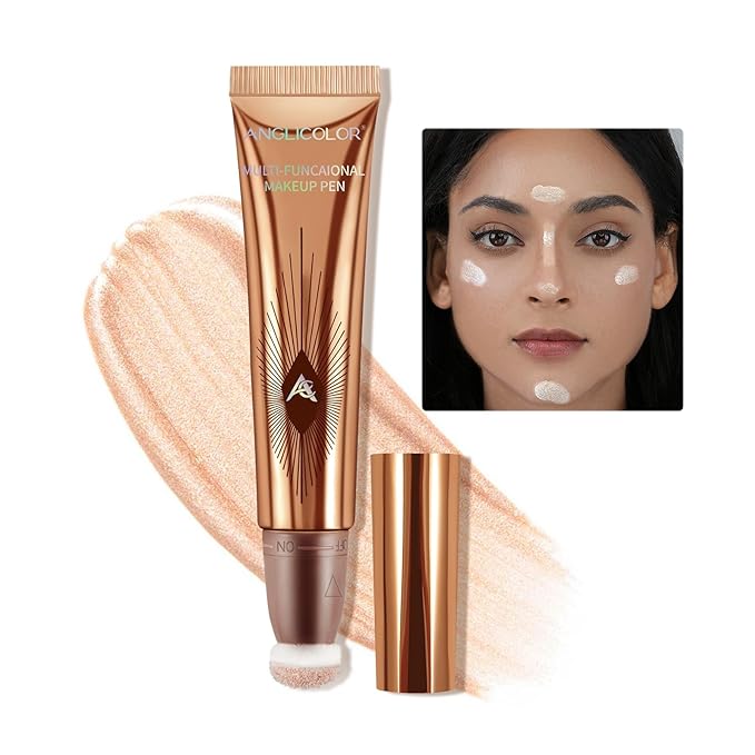 Liquid Highlighter Makeup Stick 3D Sparkling Effect,Cream Highlighter Lightweight,Easy To Spread,Highlighter Makeup Long-lasting,Natural Makeup Effect(01#Spotlight)