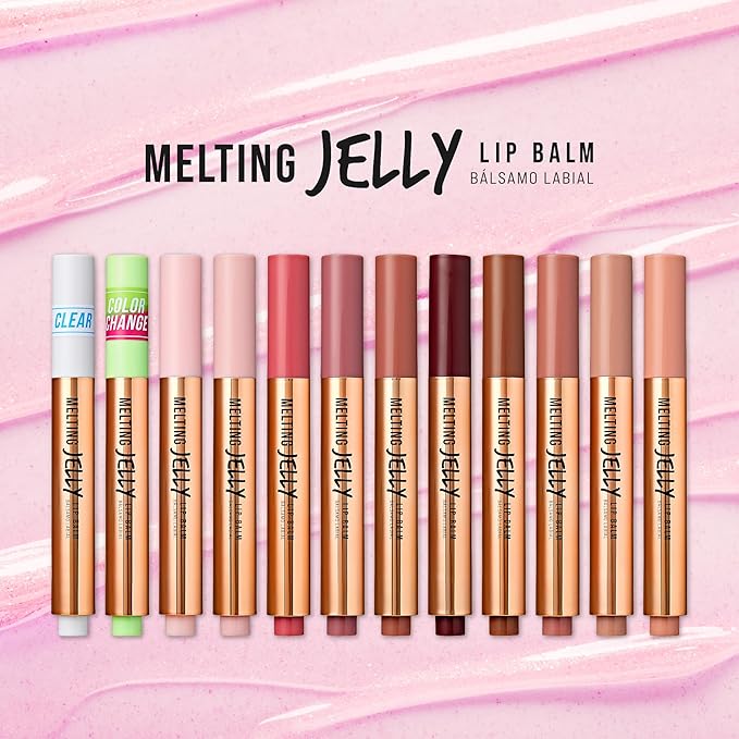 KISS NEW YORK Professional Melting Jelly Lip Balm, High Shine & Moisturizing Lip Stick, Long Lasting, Plumping Effect Look, Non-Sticky & Not Cakey, Easy Application & Natural Coverage (Grapefruit)