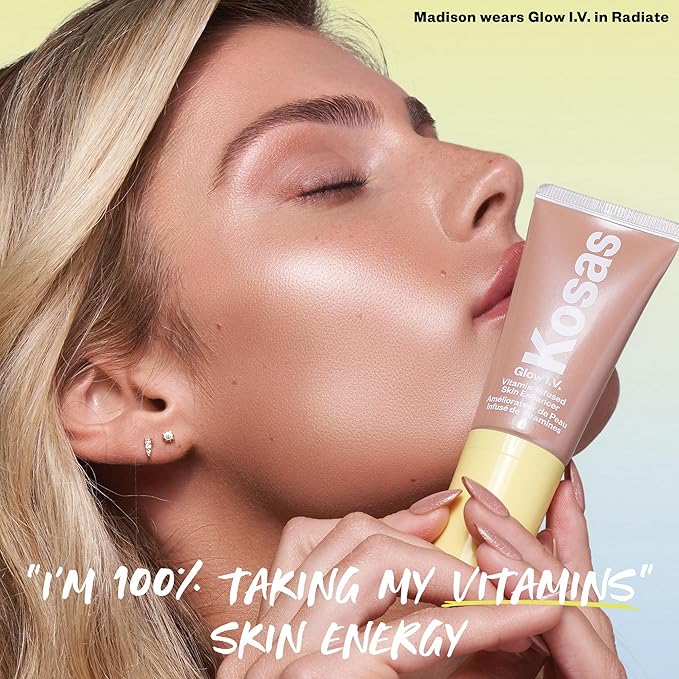 Kosas Glow I.V. Vitamin-Infused Skin Enhancer Face Makeup - Tinted Beauty Highlighter for a Healthy Glow - Energize