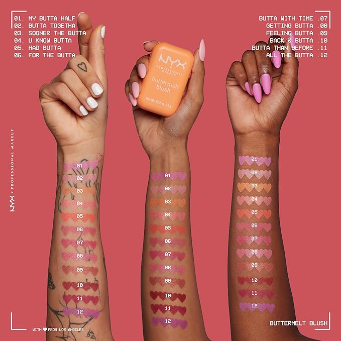NYX PROFESSIONAL MAKEUP Buttermelt Powder Blush, Fade and Transfer-Resistant Blush, Up to 12HR Make Up Wear, Vegan Formula - Feeling Butta