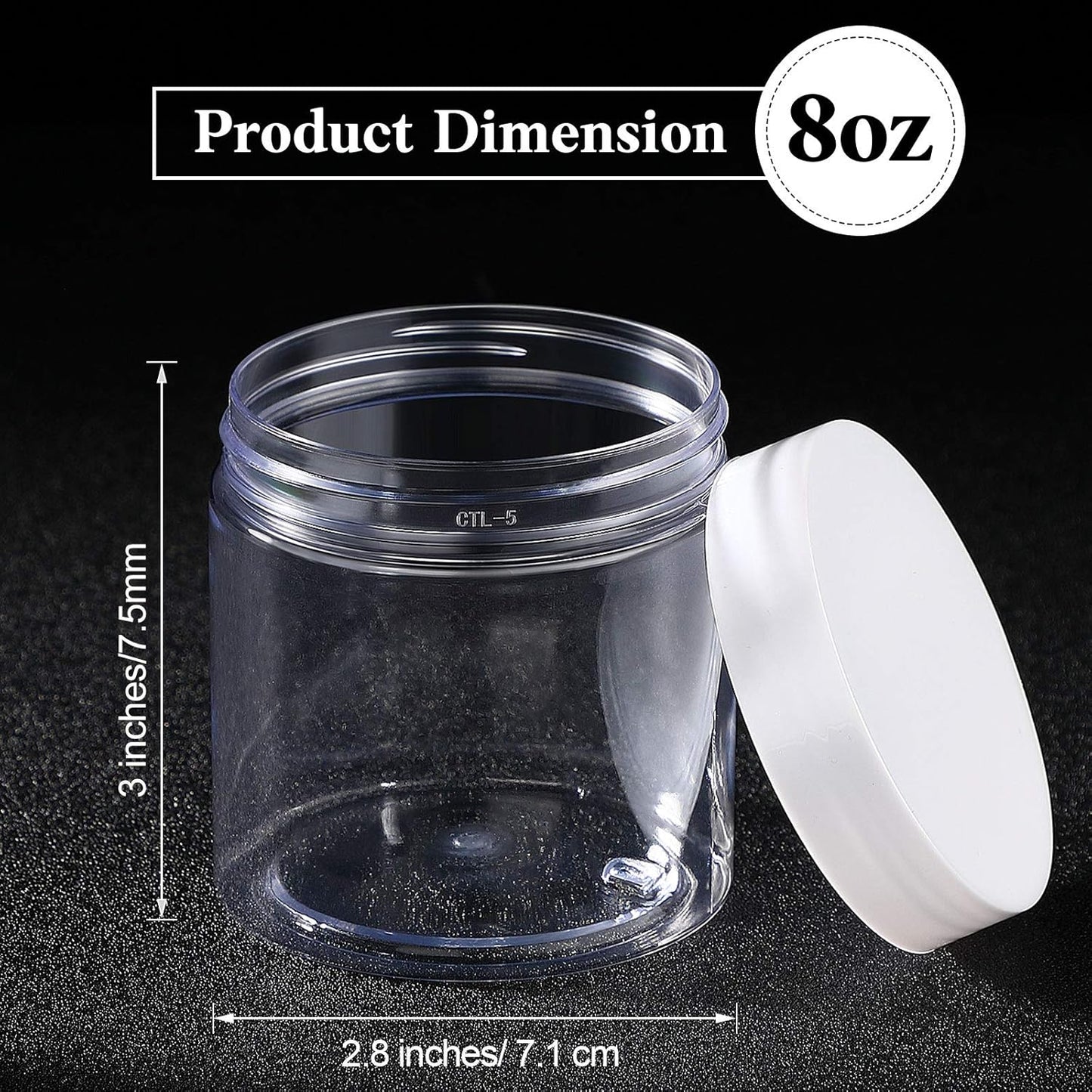 Patelai 4 Pieces Round Wide-mouth Leak Proof Plastic Container Jars with Lids for Travel Storage Makeup Beauty Products Face Creams Oils Salves Ointments DIY Making(8 Ounce,White)
