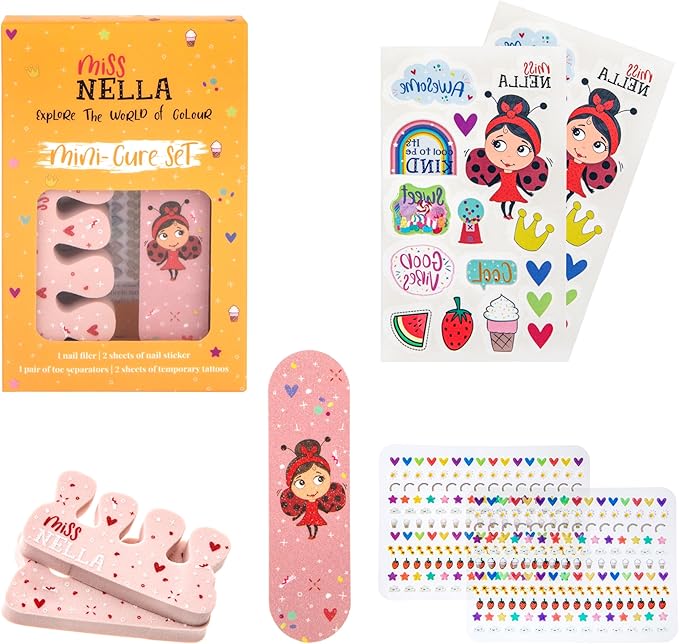 MISS NELLA Kids Bag of Wonders, Makeup & Nail Polish Set Safe and Fun Gift - Hypoallergenic, Dermatologically Tested Kid-Friendly, Non-Toxic, Cosmetic Bag Included – Special Edition