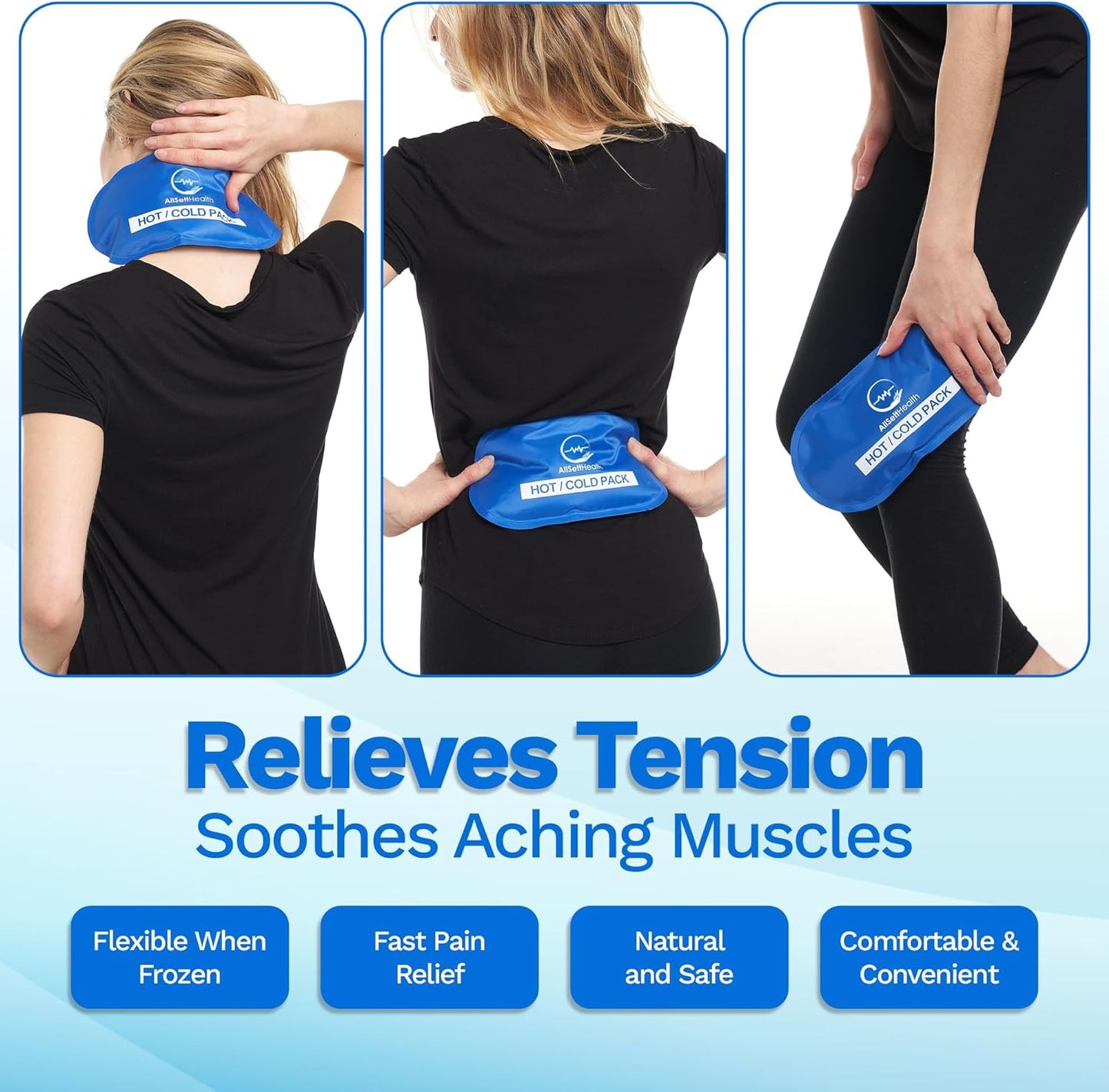 Reusable Hot and Cold Gel Ice Packs for Injuries | Cold Compress, Ice Pack, Gel Ice Packs, Cold Packs for Injuries,10.5 x 5 Inch (4 Pack)