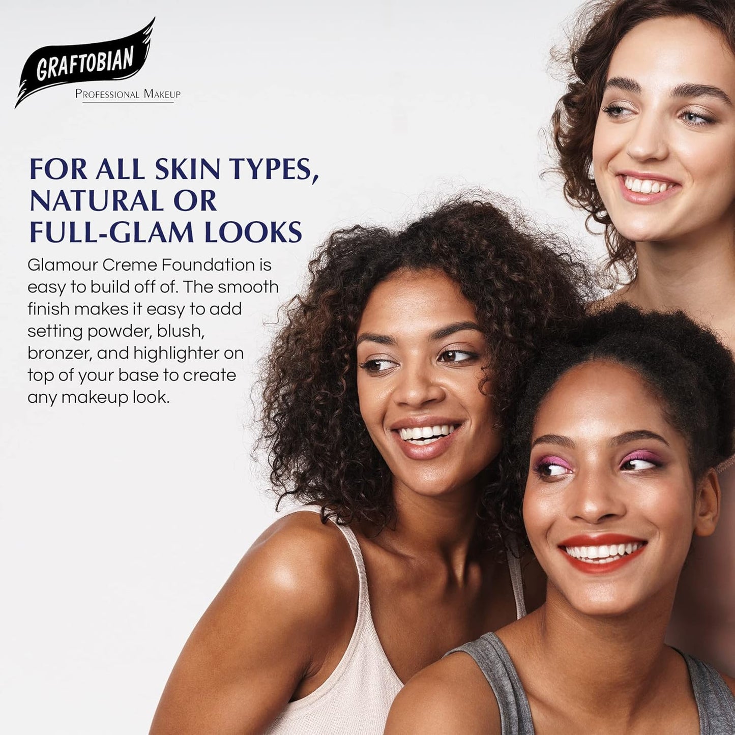 Graftobian HD Glamour Crème Foundation 1/2oz, Weightless Full Coverage Makeup, 65 Inclusive Shades, For All Skin Types, Natural or Full-Glam Looks, For Professionals and Beginners, Sienna