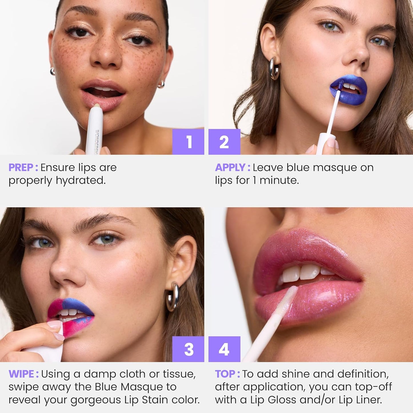 Wonderskin Wonder Blading All Day Lip Stain Peel Off Masque - Long Lasting, Waterproof and Transfer Proof Pink Lip Tint, Matte Finish Peel Off Makeup (Neon Rose Masque)