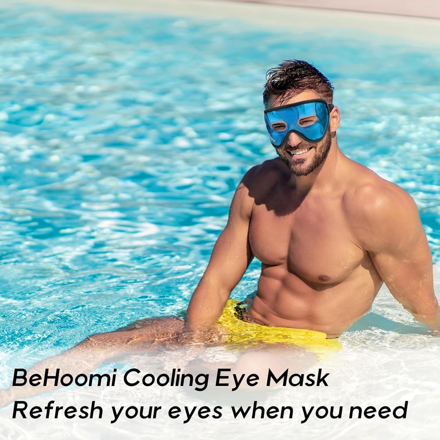 Cooling Eye Mask, Gel Eye Mask with Holes, Reusable Ice Mask, Cool Eye Ice Pack, Comfort Snug Fit, No Freeze, Cold Eye Compress for Home, Office, Relaxation, Morning Refreshment, Blue