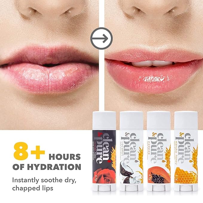 Lip Balm 2-Pack (Vanilla) | Manuka Honey Beauty Products | Lip Care Set With 100% All Natural Beeswax and Vitamin E Oil | Flavored Lip Balm for Dry, Chapped Lips