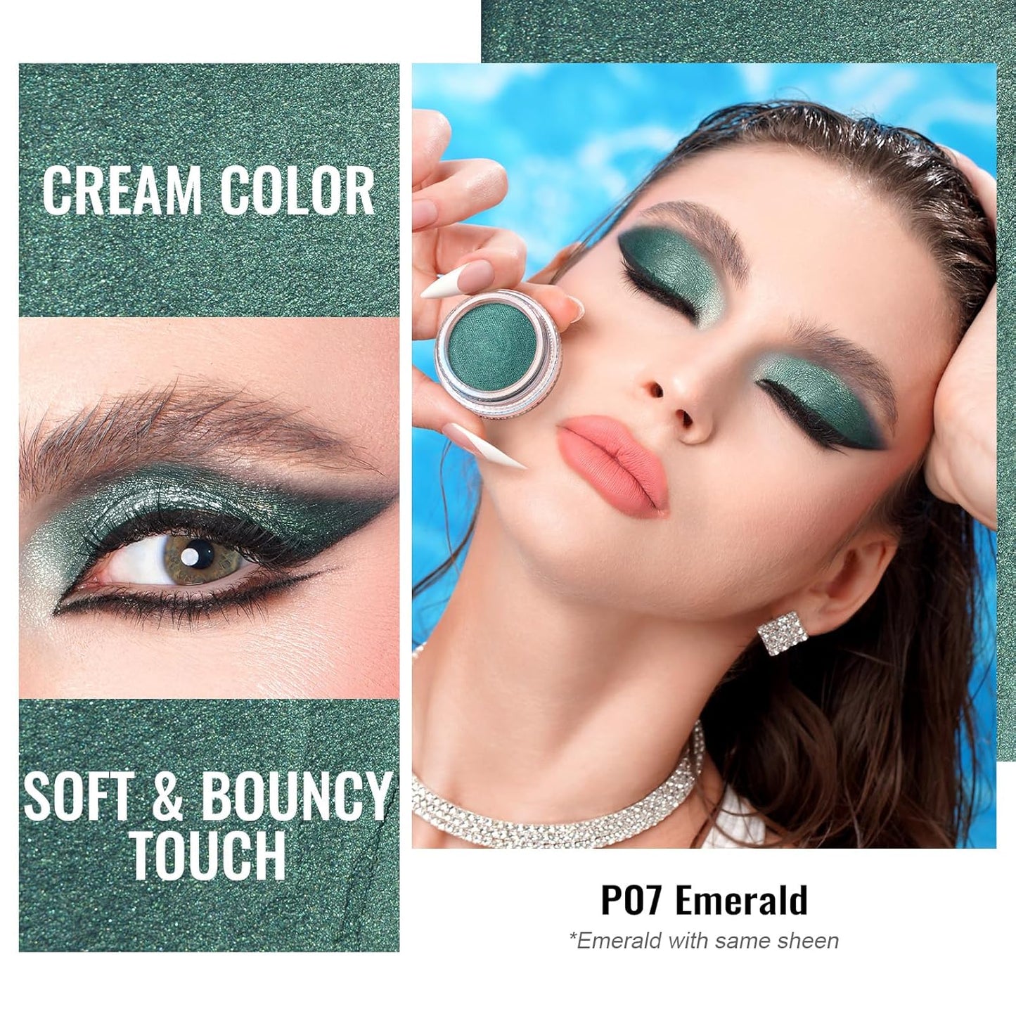 Oulac Shimmer Cream Eyeshadow also for Highlighter Blendable Eye Shadow Waterproof&Long Lasting with Moisturizing Formula Soft Shimmer Eye Make-up,Vegan & Cruelty-Free,6g P07