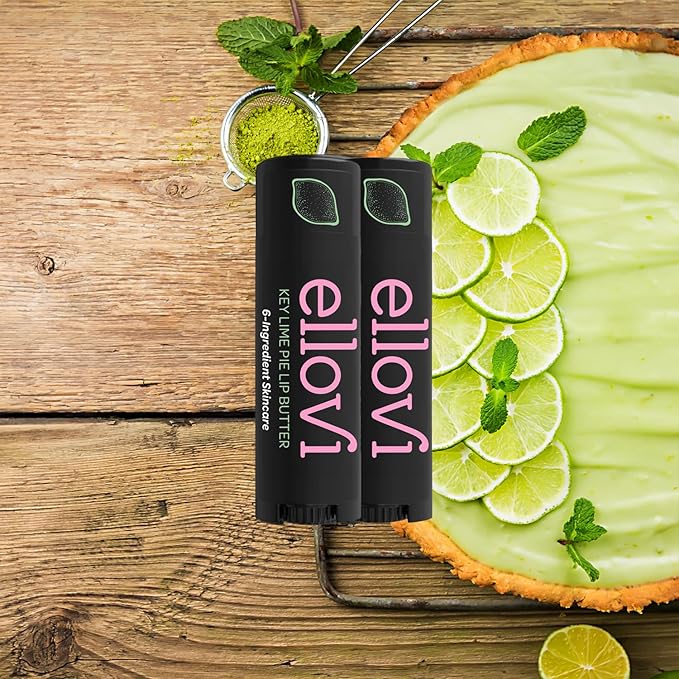 Natural Lip Butter Lip Balm - Key Lime - Pure Enough to Eat - Made With Just 6 Vegan Ingredients - Moisturizing Lip Care for All Day Hydration (2-Pack)