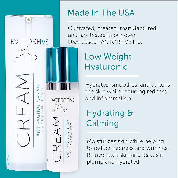 Age Defying Cream with Stem Cell Growth Factors for Anti-Wrinkle, Collagen Boost, and Acne Scarring Repair, Large Size, 1fl oz/30ml