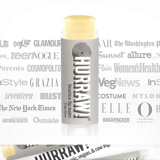 Hurraw! Licorice Lip Balm, 2 Pack: Organic, Certified Vegan, Cruelty and Gluten Free. Non-GMO, 100% Natural Ingredients. Bee, Shea, Soy and Palm Free. Made in USA