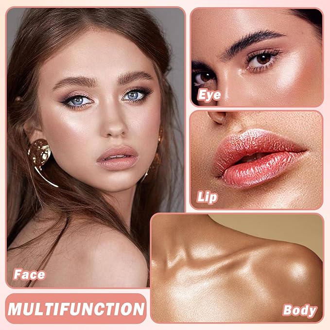 2PCS Pearl White Highlighter Makeup Palette Face Powder Highlighters Iluminadores De Maquillaje Shimmer Glitter Diamond Highlighter Contour Powder Makeup Palette