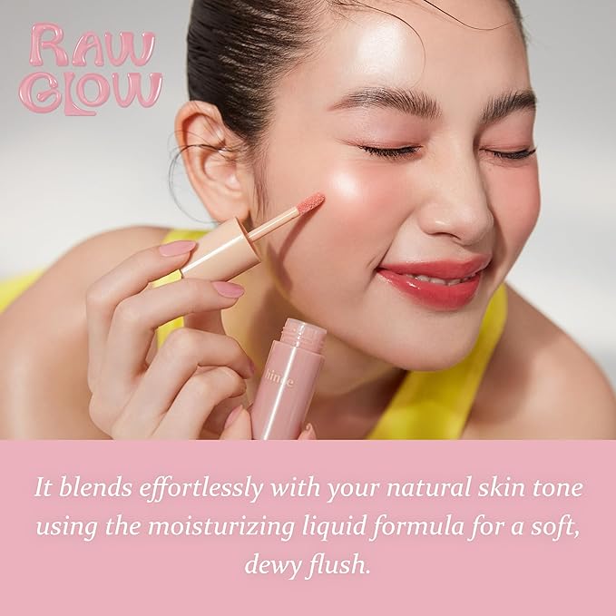 hince Dewy Liquid Cheek 6g Raw Glow Liquid Blush for Cheeks Vegan Dewy Cheek Tint Glass Skin Lightweight Liquid Blush Weightless Watercolor (COOL FLUTTER, LC003)