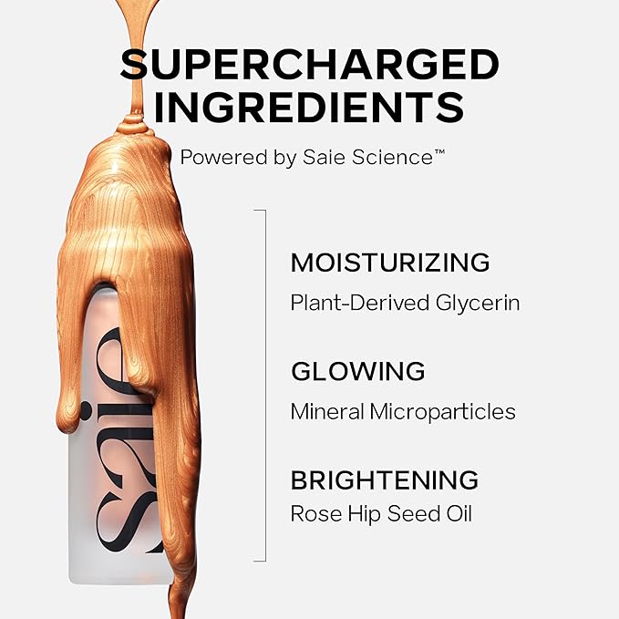 Saie Glowy Super Gel Lightweight Illuminator - Luminizer and Makeup Primer for Glowing Skin - Enriched with Vitamin C + Hydrating Squalane Oil - Wear Alone or Under Makeup - Starglow (1 oz)