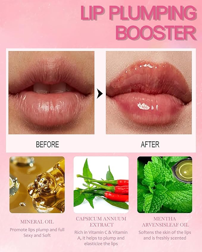 3 Colors Lifter Gloss, Spicy Lip Plumping Booster Lip Glossy Lipstick, Hydrating, Volumizes, High-Shine, Fuller Mirror Lip Glaze, Plump &Pout Lip Plumper for Women Girls, Set #04,05,06