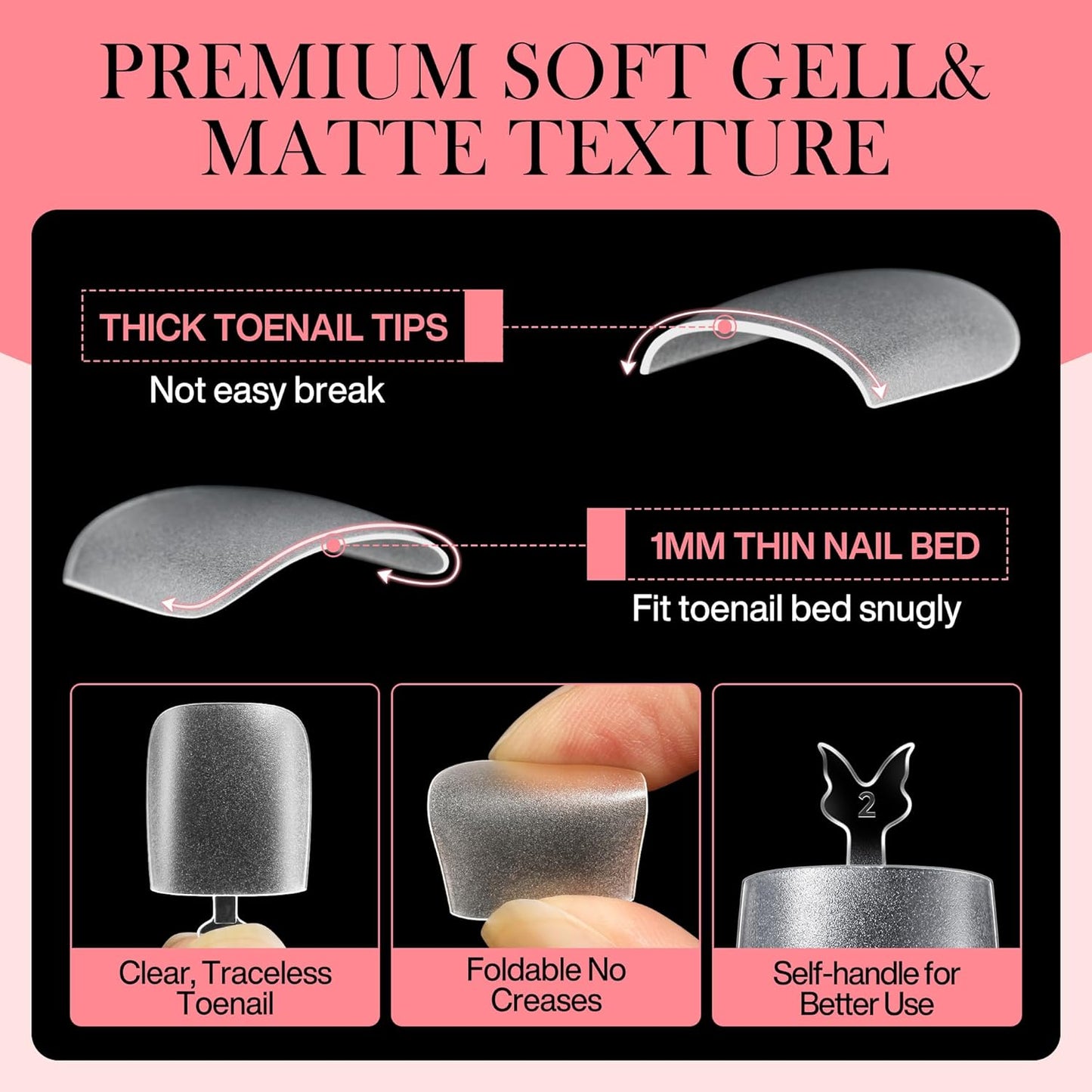 Square Toe Nail Press Ons French Style Toe Tips 240pcs Clear False Fake Toenails for Faster Toe Nail Extension Kit Home DIY Art Salon 15 Sizes Acrylic Nails, Luckyfairy