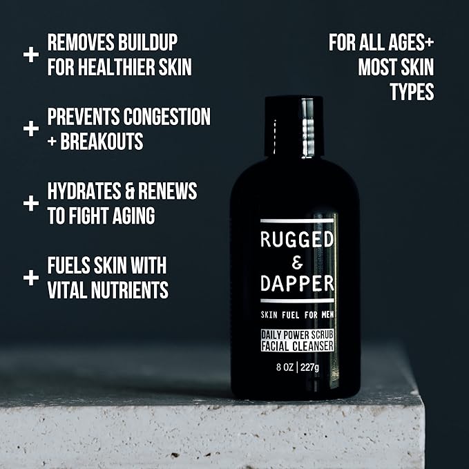 Premium Daily Power Scrub | 8 oz | Exfoliating Mens Face Wash | Deep Cleans + Prevents Breakouts | Face Wash Men's | Natural Ingredients | Made in USA