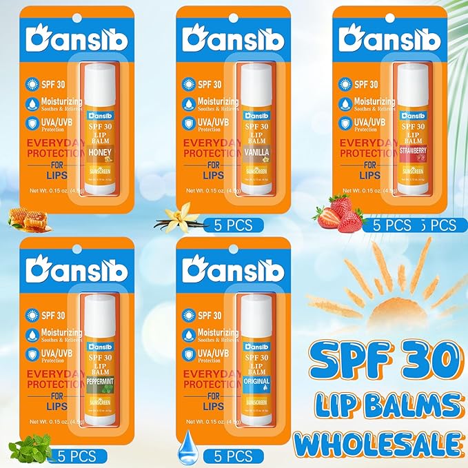 25 Pcs Sunscreen Lip Balms Bulk SPF 30 Lip Balms Stick with Sunscreen Employee Staff Appreciation Gifts Bulk Team Coworkers Christmas Party Gifts for Outdoor Travel Beach