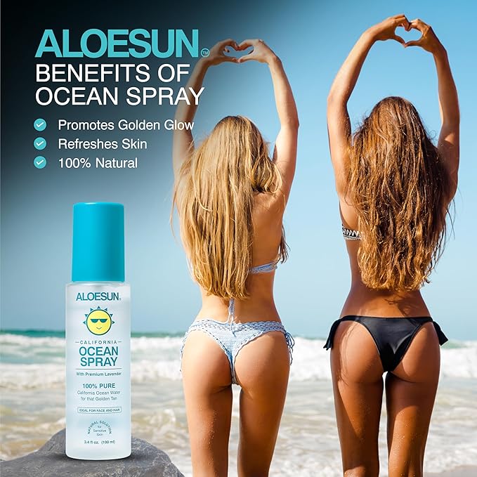 Ocean Spray | Pure California Sea Salt Water Face Mist Infused with Organic Lavender Essential Oil for Tanning | Hair & Scalp Exfoliating Solution | Facial Moisturizer | Travel Size 3.4 Fl Oz