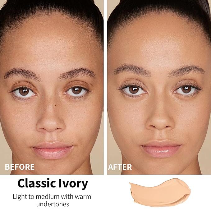FV Waterproof Foundation, Lightweight & Medium Coverage Foundation with Matte Finish, Oil Control Long Lasting Liquid Foundation Makeup for Oily Normal Skin (Classic Ivory)