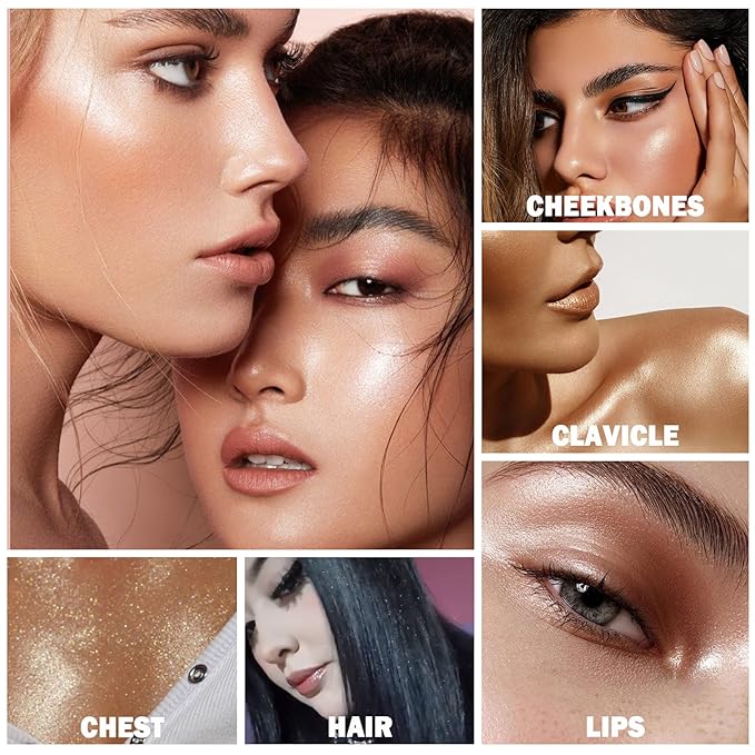Polvo De Hadas Body Shimmer Glitter Highlighter Powder Makeup,High Gloss Sparkle for Face Body Hair,Create The Most Sparkly And Attractive Glitter Makeup - Nude Pink