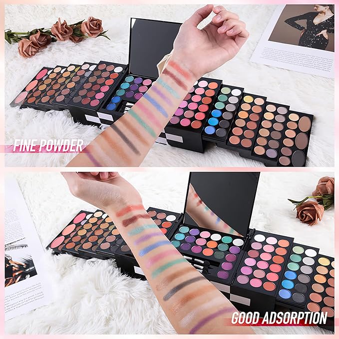 Eyeshadow Palette Cosmetics,Contour Palette Maquillaje Para Mujer,makeup Kit for Women Full Kit,With 142 Color Eyeshadow 3 Color Blush 3 Color Eyebrow Powder…