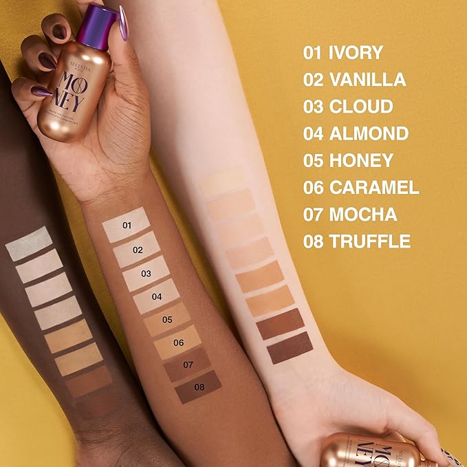 Matte Foundation Money - Long-Lasting Makeup Foundation with Flawless & Buildable Coverage - Liquid Foundation for All Skin Types (Almond)