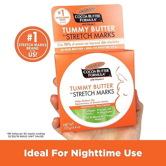 Palmer's Cocoa Butter Formula Tummy Butter Balm for Stretch Marks and Pregnancy Skin Care, 4.4 Ounces (Pack of 3)