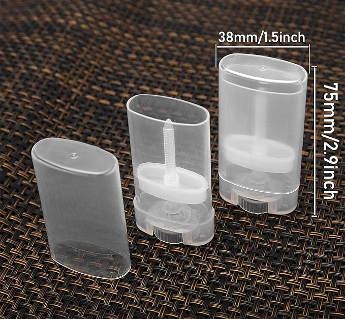 100PCS 15ML Transparent Empty Oval Deodorant Lip Lipstick Balm Tubes Containers for DIY Homemade Crayon Chapstick Holder