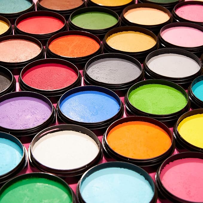 Pro Face & Body Paint Cake Pots by Moon Creations - 40 Colour Professional Kit - Professional Water Based Face Paint Makeup for Adults, Kids - 1.26oz